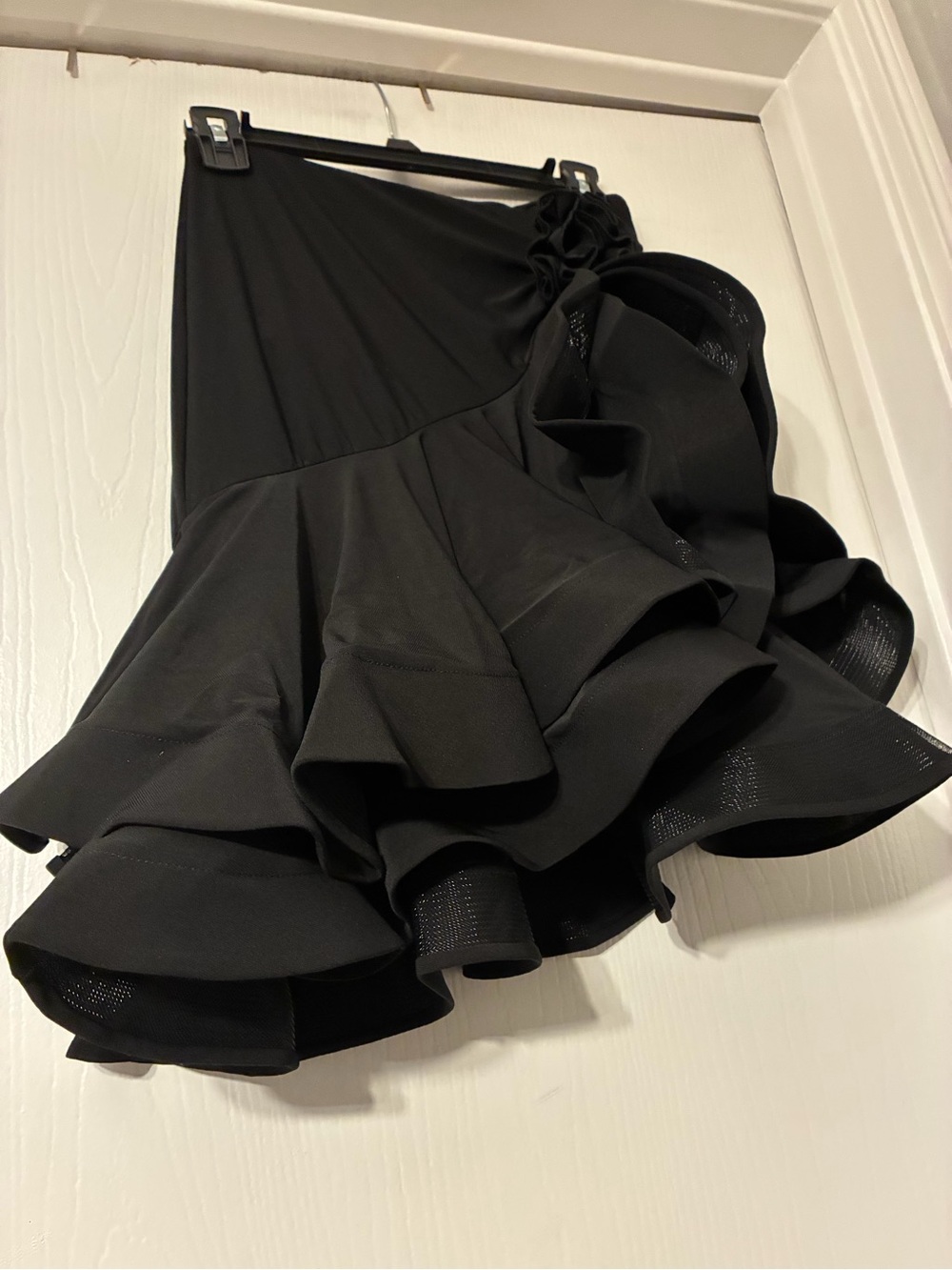Zym Salsa Dance Skirt Black Ruffle Hem Circle Skirt - Women's Skater Style Size